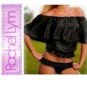 🎼 RACHEL LYM Luxurious Black Ruffle Convert. Cover-up / Blouse NWT $90 XS
